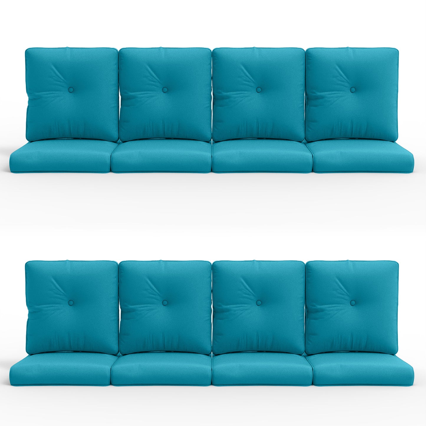 16-Piece Blue Patio Cushion Set - 8 Seat & 8 Back Cushions with Removable Waterproof Covers
