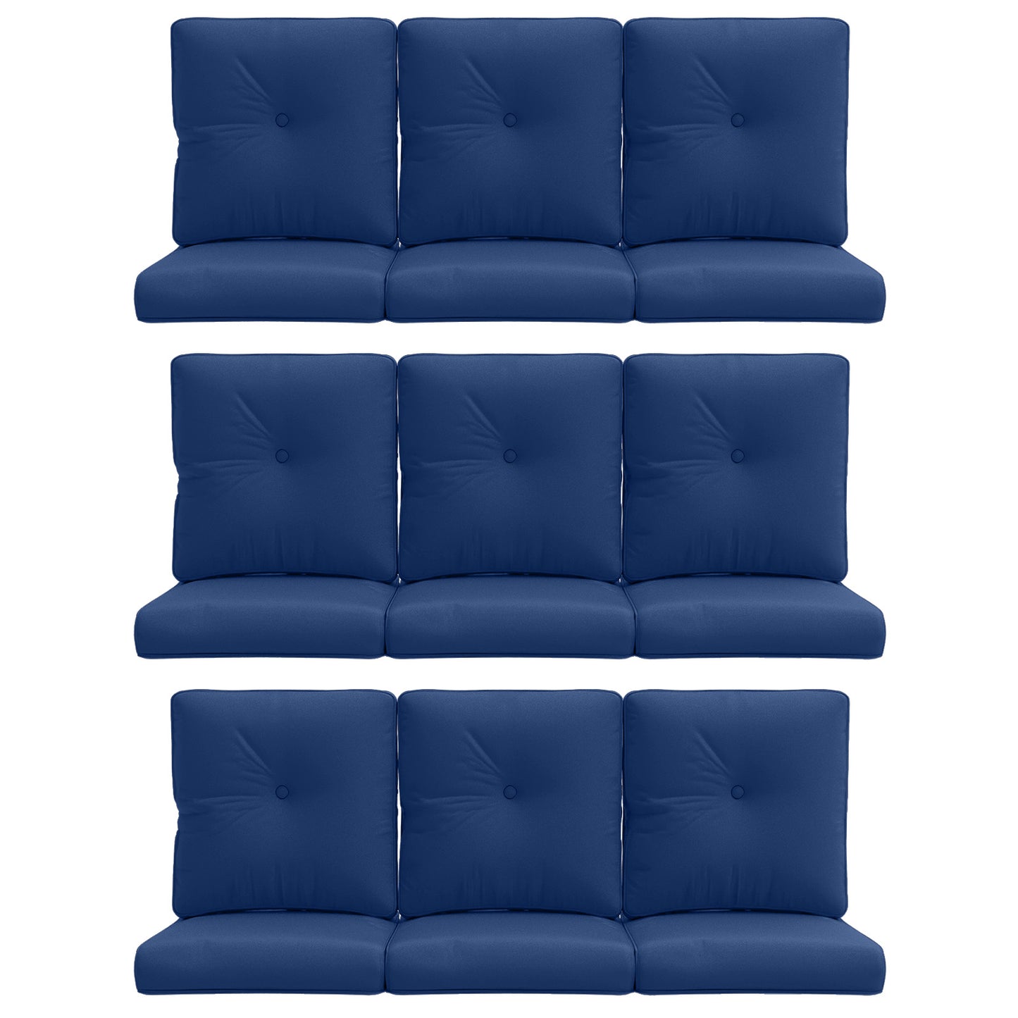 18-Piece Blue Patio Cushion Set - 9 Seat & 9 Back Cushions with Removable Waterproof Covers, All-Weather Outdoor Replacement (Standard 22"x24")