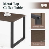 Belord 59-inch rectangular metal patio coffee table with storage shelf, part of the GRS Series, outdoor furniture for patio or garden.