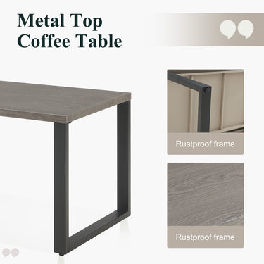 Belord 59-inch rectangular metal patio coffee table with storage shelf from the GRS Series, featuring a sleek outdoor design.
