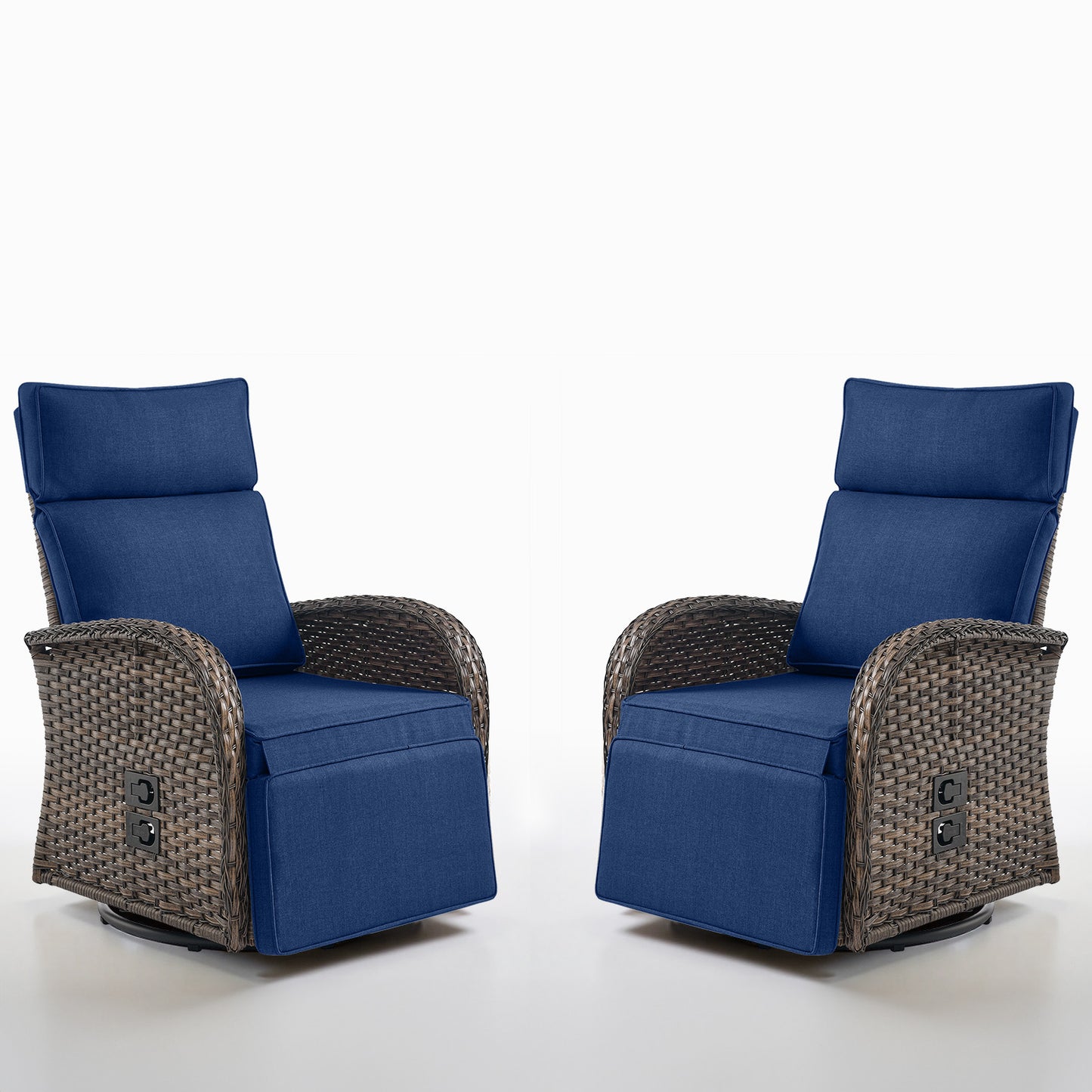 Premium 2-Piece Swivel Recliner Set - Adjustable Backrest & Footrest Patio Chairs, NDS Series