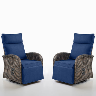 Premium 2-Piece Swivel Recliner Set - Adjustable Backrest & Footrest Patio Chairs, NDS Series - Belord