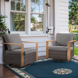 Belord oversize wicker swivel rocker chair with water-resistant cushion, 360° rotation, ideal for patio conversation sets