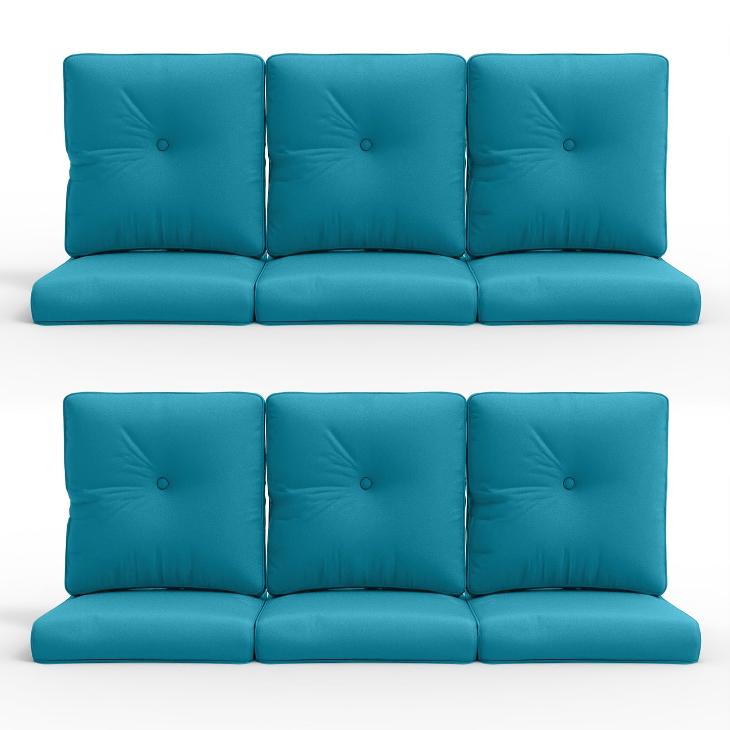 12-Piece Blue Patio Cushion Set - 6 Seat & 6 Back Cushions with Removable Waterproof Covers, All-Weather Outdoor Furniture Replacement