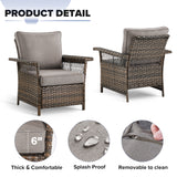 Pair of Belord outdoor wicker patio chairs with 5-inch wide armrests from the SS Series, featuring woven wicker design and sturdy frames.
