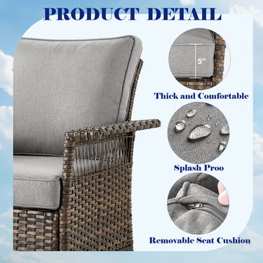 Outdoor wicker patio chair set of 3 with side table by Belord, featuring woven wicker seats and matching side table for outdoor decor.