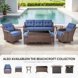 Belord Outdoor Wicker 3-Seat Sofa with 6-inch cushions from the OVOLO Series, perfect for patio conversation and outdoor relaxation.