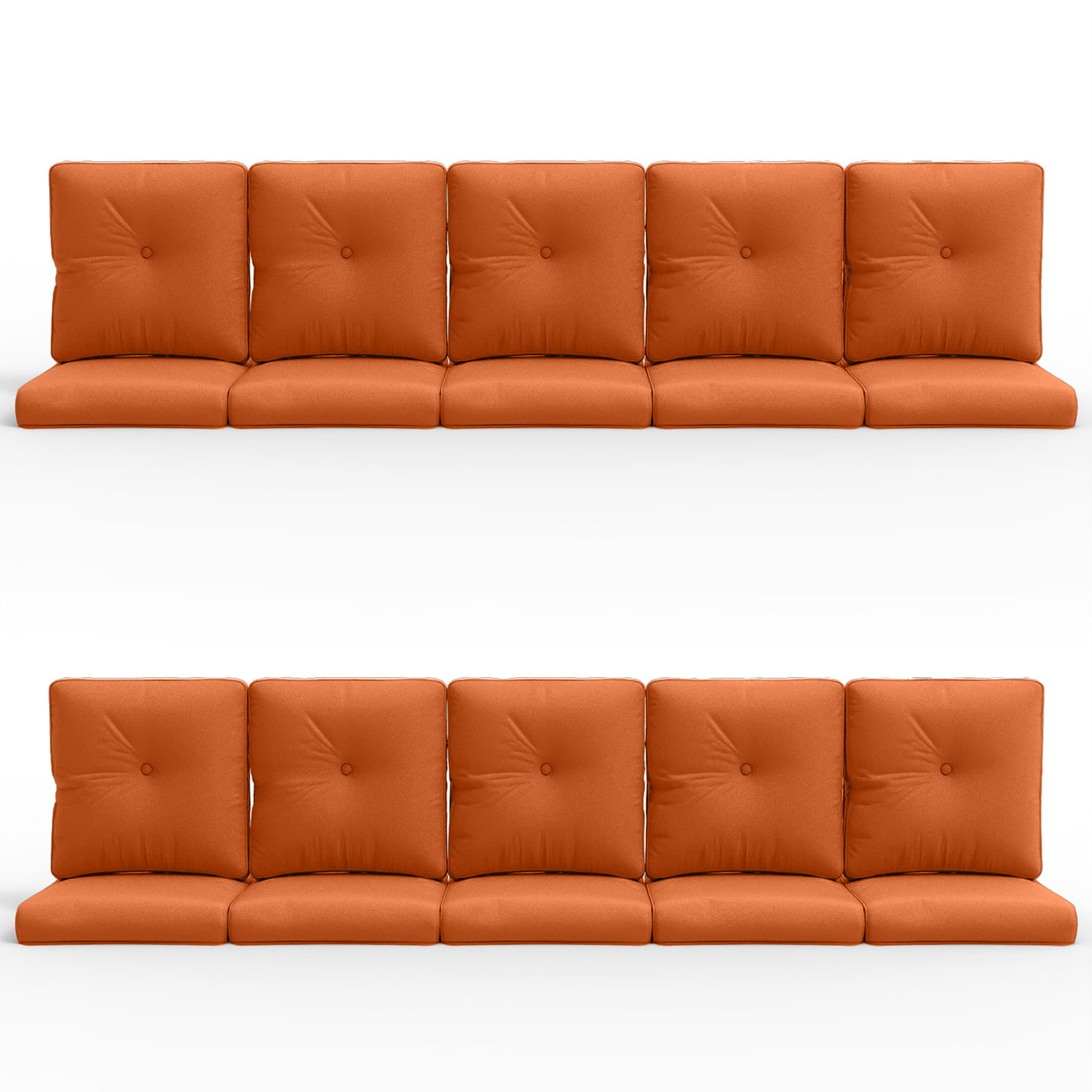Patio Cushion Set of 20 - 10 Seat & 10 Back Pillows with Water-Resistant Removable Covers