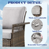 Set of three Belord wicker patio swivel glider chairs with side table from the SS Series, outdoor seating with a stylish design.