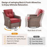 Belord 3-piece outdoor wicker swivel glider chair and side table patio set from the Ovolo Series, ideal for outdoor conversation.