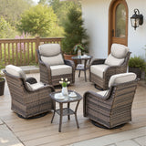 Belord 6-piece patio swivel glider chair set with side tables, featuring comfortable chairs and modern design for outdoor seating.