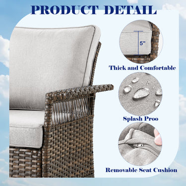 Belord outdoor wicker patio chair set of 3 with side table, durable outdoor seating for garden or patio area