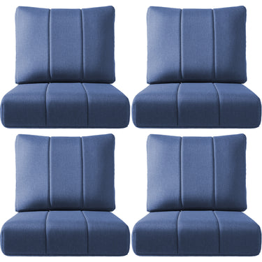 Set of four Belord outdoor chair and sofa cushions, 24x24x6 inch water-resistant patio cushions for rattan and sectional seating.