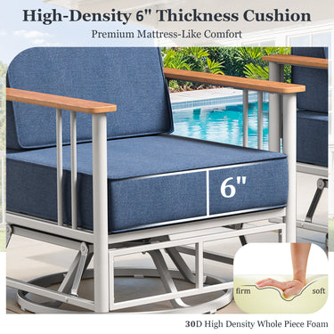 Pair of Belord patio swivel rocker chairs with 6-inch cushions, sturdy design, suitable for outdoor lounging, part of BINGLI Series