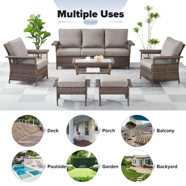 Belord outdoor wicker patio chair set of 2 with 5-inch wide armrests, SS Series, featuring woven wicker design and metal frame.
