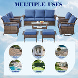 Set of three Belord wicker patio swivel glider chairs with side table, SS Series, outdoor furniture for relaxing patio seating