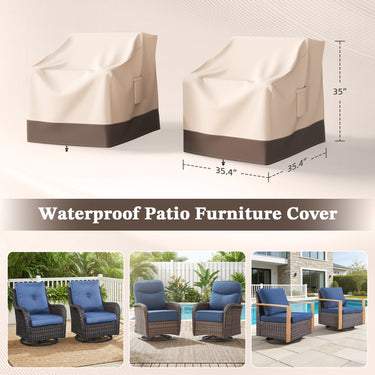Belord patio furniture covers 2-pack, waterproof 35.4-inch chair covers with mesh vents, designed for outdoor patio chairs.