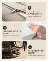 Belord outdoor swivel glider patio chairs with a side table, cushioned wicker set in the ND Series for relaxing outdoor conversations.