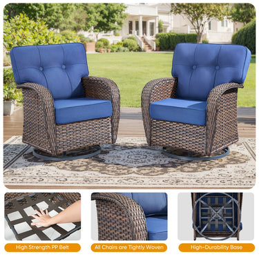 Belord 2-piece outdoor swivel patio chairs with wide T-back design, ideal for conversation sets in patio or garden spaces.