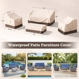 Belord 4-piece patio furniture cover set with waterproof 600D fabric, including sofa, chairs, and table covers.