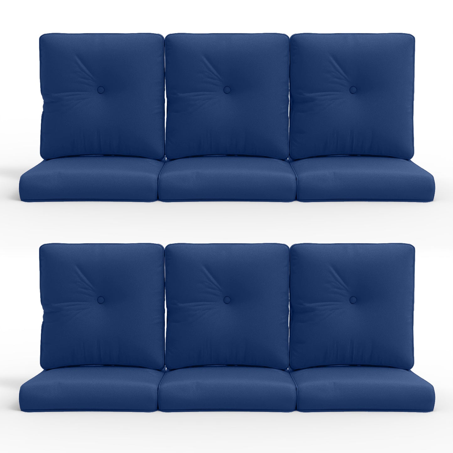 12-Piece Blue Patio Cushion Set - 6 Seat & 6 Back Cushions with Removable Waterproof Covers, All-Weather Outdoor Furniture Replacement