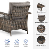 Belord outdoor wicker patio chairs set of 2 with 5-inch wide armrests, SS Series, showing woven wicker design and metal frames.