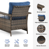 Pair of Belord outdoor wicker patio chairs with 5-inch wide armrests from the SS Series, featuring woven wicker design and sturdy frames.
