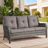 Belord outdoor wicker 3-seater patio sofa from the NTC Series with plush cushions and stylish design.