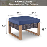 Belord multi-functional outdoor patio ottoman doubles as a footstool and extra seat, part of the HOP Series patio conversation sets.