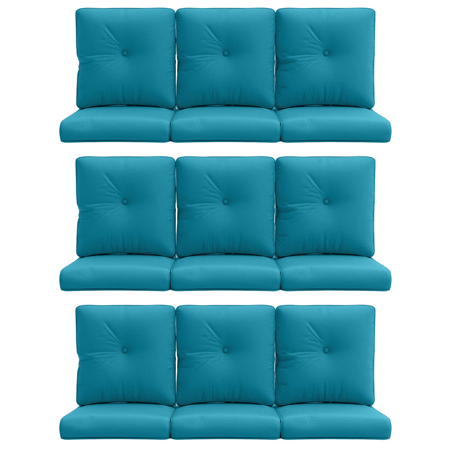 18-Piece Blue Patio Cushion Set - 9 Seat & 9 Back Cushions with Removable Waterproof Covers, All-Weather Outdoor Replacement (Standard 22"x24")