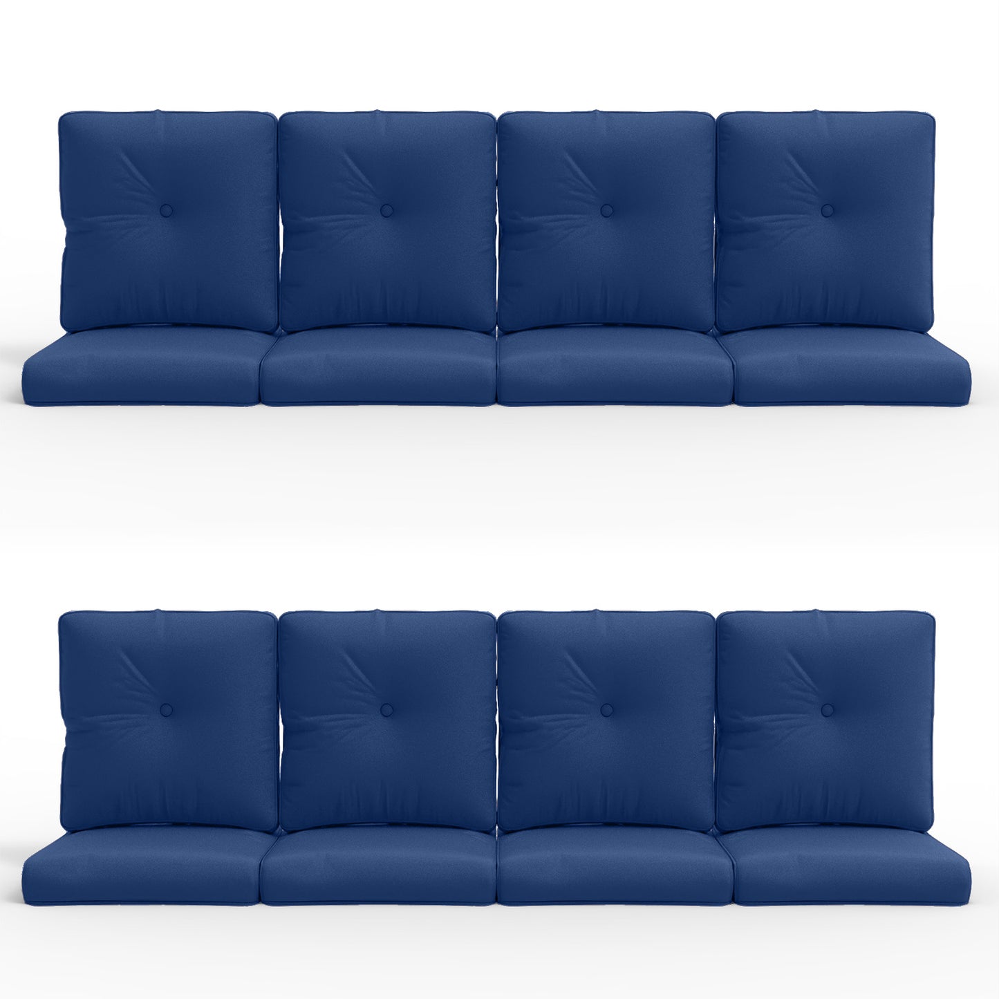 16-Piece Blue Patio Cushion Set - 8 Seat & 8 Back Cushions with Removable Waterproof Covers