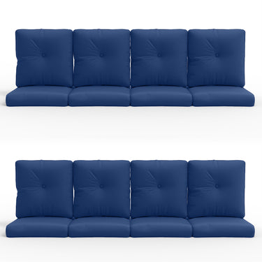 16-Piece Blue Patio Cushion Set - 8 Seat & 8 Back Cushions with Removable Waterproof Covers - Belord