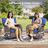 Belord 2-piece outdoor swivel patio chairs with wide T-back design, part of the T Series for comfortable outdoor conversation.