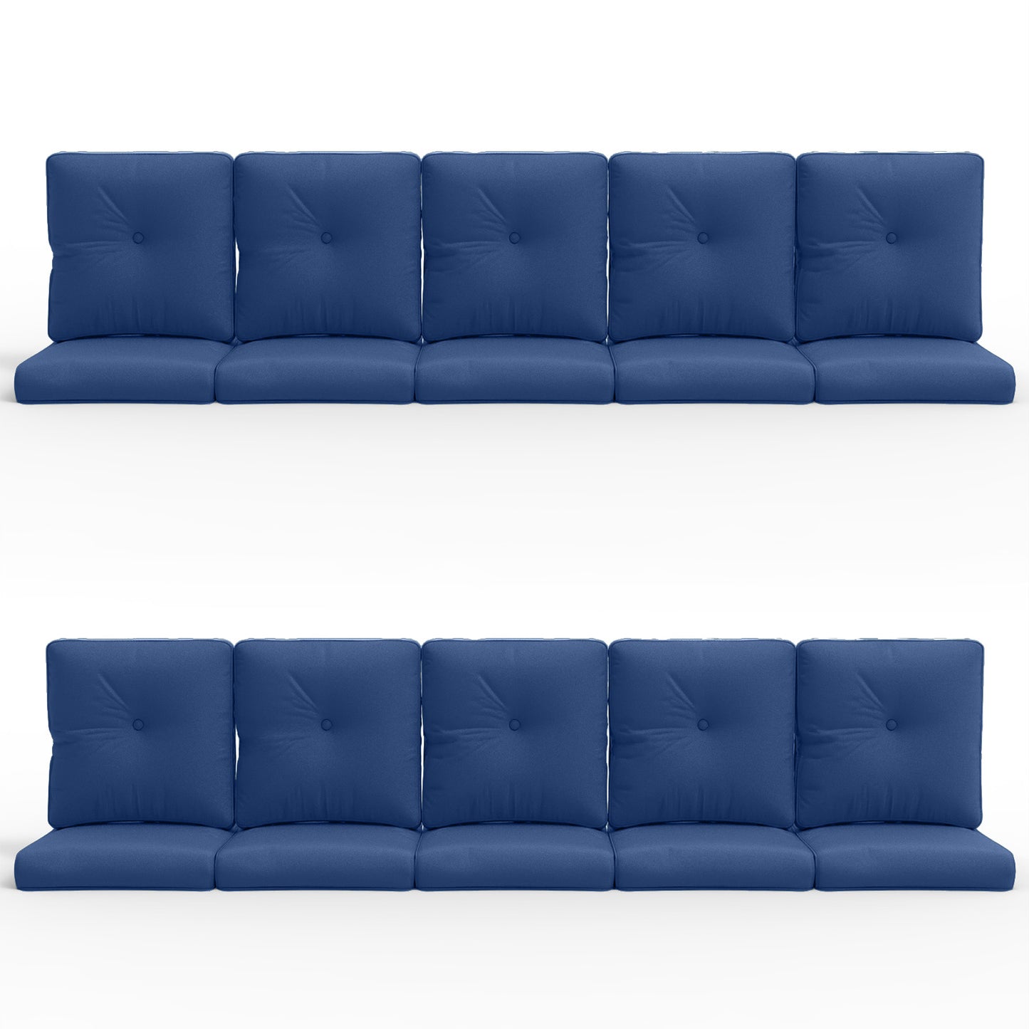 Patio Cushion Set of 20 - 10 Seat & 10 Back Pillows with Water-Resistant Removable Covers