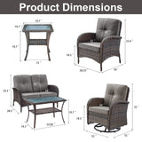 Patio Conversation Set 7-Piece with Loveseat, Swivel Glider Chairs, Patio Chairs, Coffee Table, and Side Table, NDS Series - Belord