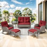Belord 6-piece patio conversation set with glider loveseat, outdoor lounge and seating set for relaxing outdoor gatherings