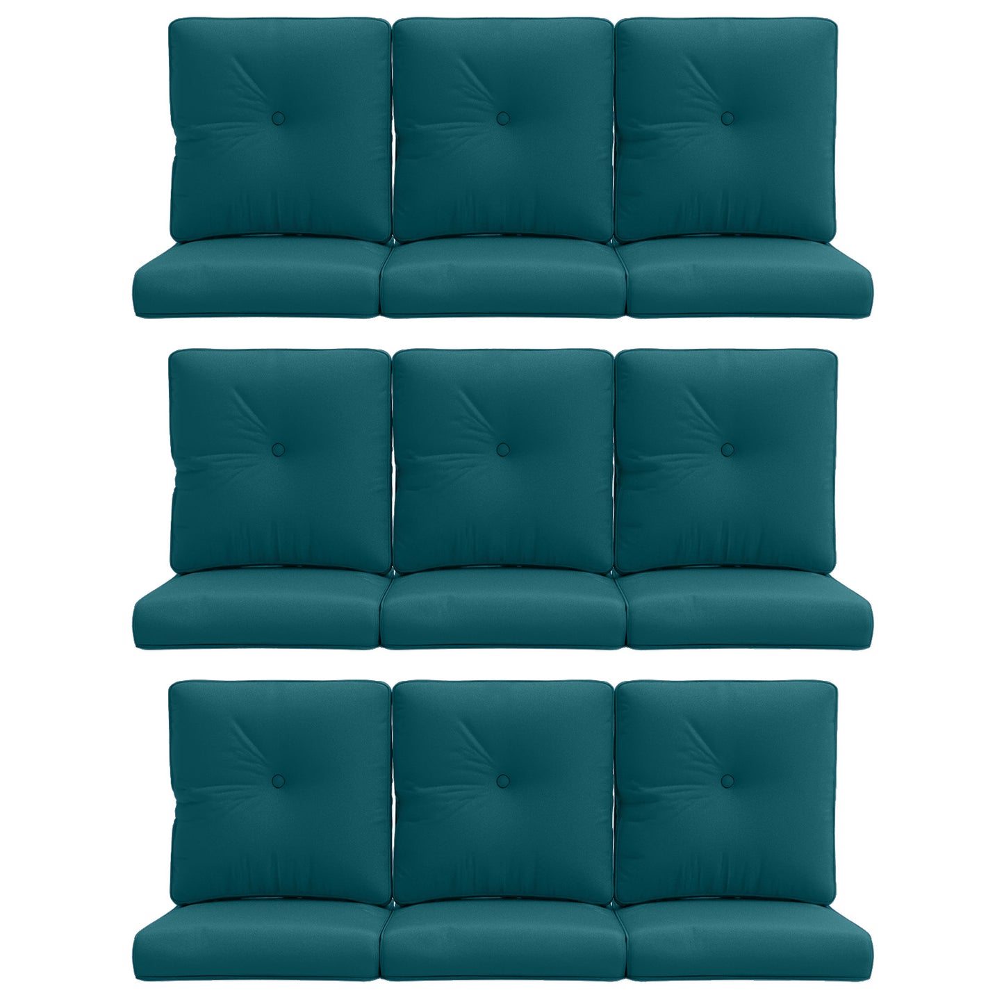 18-Piece Blue Patio Cushion Set - 9 Seat & 9 Back Cushions with Removable Waterproof Covers, All-Weather Outdoor Replacement (Standard 22"x24")