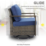 Belord oversize wicker swivel rocker chair with water-resistant cushion, 360° rotation, perfect for patio conversation sets.