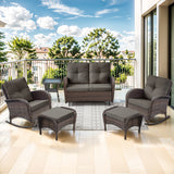 Belord 6-piece patio conversation set with glider loveseat, outdoor lounge and seating set for garden or patio areas.