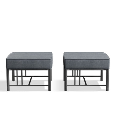 Pair of Belord BINGLI Series outdoor ottomans with 5-inch cushions, sturdy design, suitable for patio or garden seating.
