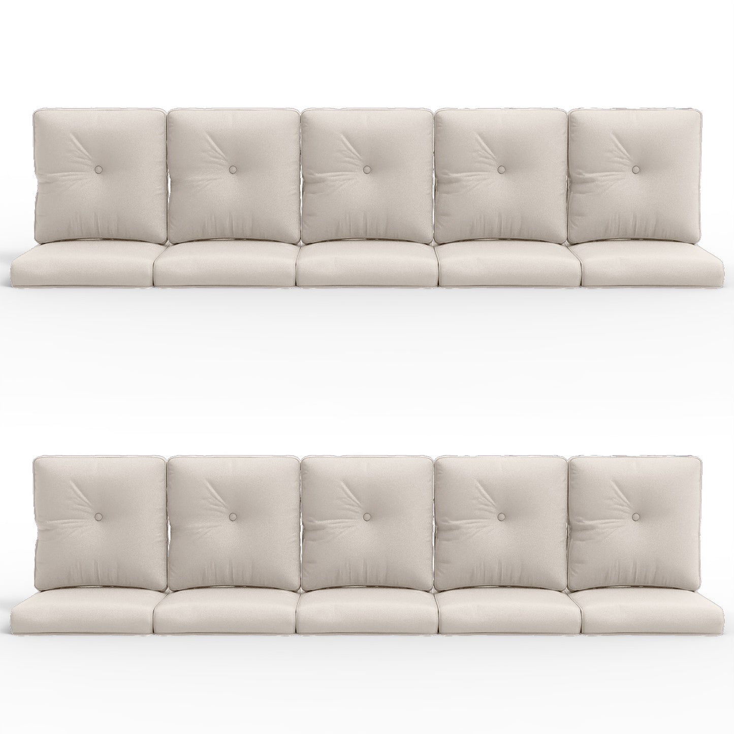 Patio Cushion Set of 20 - 10 Seat & 10 Back Pillows with Water-Resistant Removable Covers