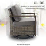 Belord oversized wicker swivel rocker chair with water-resistant cushion, 360° swivel and gliding in patio conversation set.