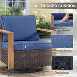 Belord oversized wicker swivel rocker chair from patio conversation sets, featuring 360° swivel, gliding function, and water-resistant cushion