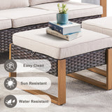 Belord 2-in-1 outdoor patio ottoman and footstool from the HOP Series, showing a versatile outdoor furniture piece with a cushioned top.