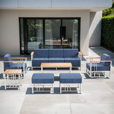 Belord BINGLI 7-piece patio set with high-back swivel rockers and coffee table, outdoor furniture for patio relaxation.