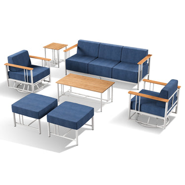 Belord BINGLI 7-piece patio set with high-back swivel rockers and coffee table, outdoor furniture for garden or patio spaces.