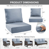 1 Set Outdoor Cushion, High Back and Deep Seating, 6" H x 24" W x 24" D - Belord