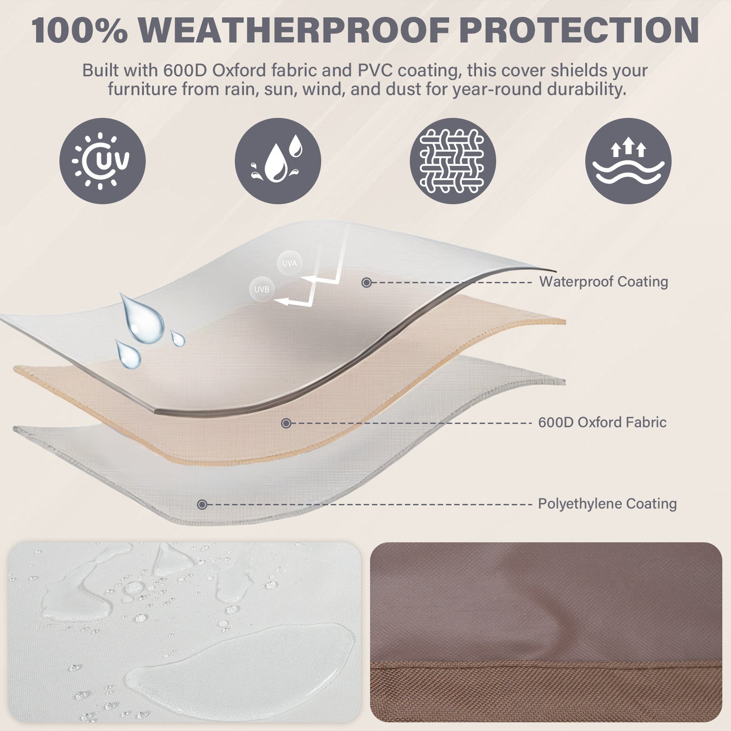 Patio Furniture Covers, 82 Inch L x 34 Inch W x 28 Inch H