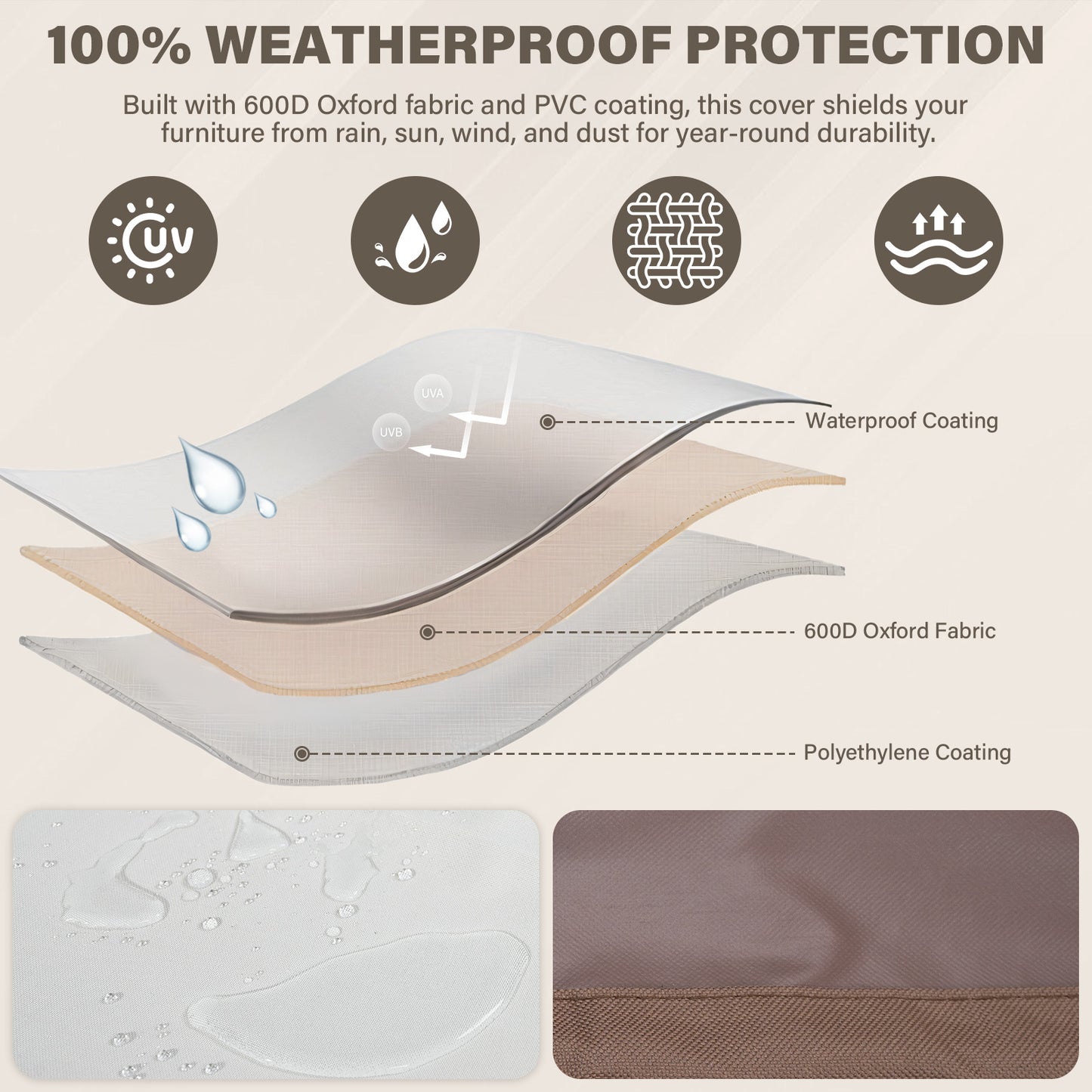 Patio Furniture Covers, 126 Inch L x 63 Inch W x 28 Inch H