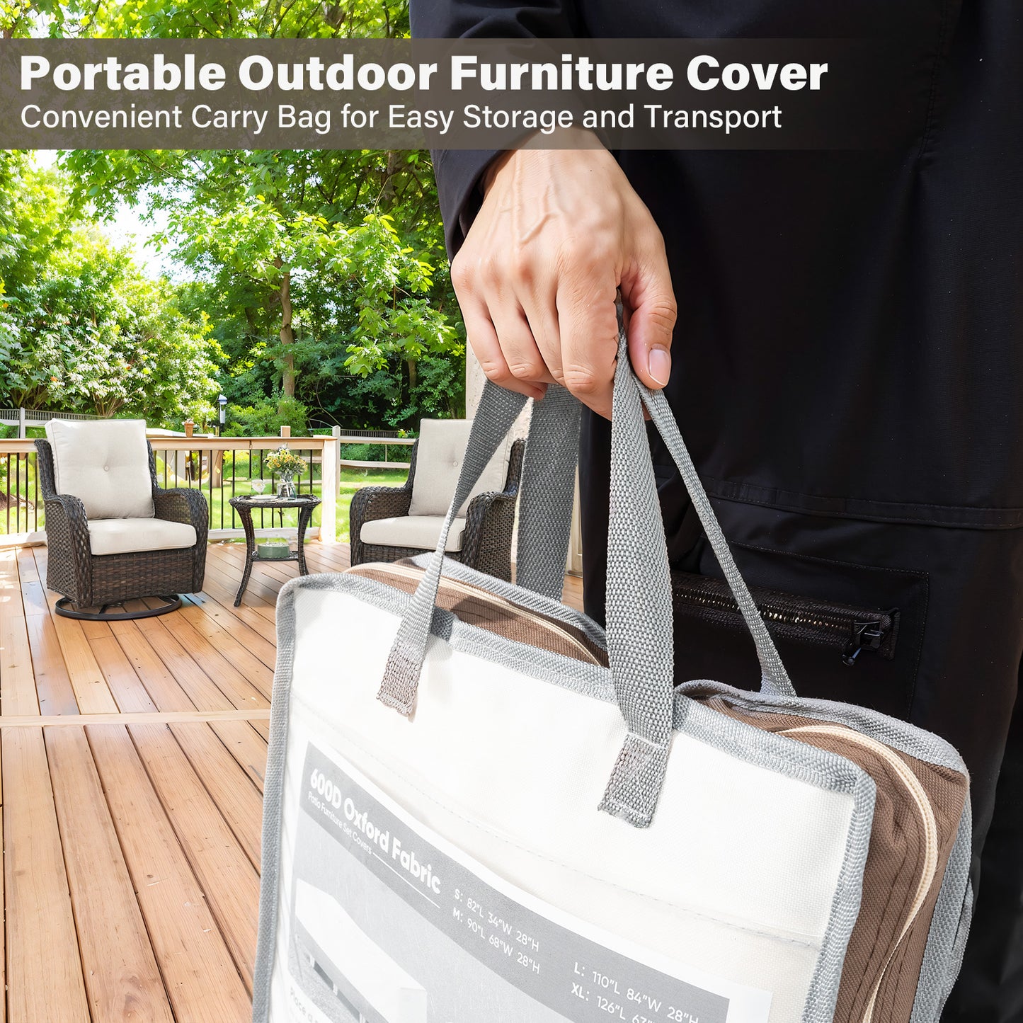 Patio Furniture Covers, 82 Inch L x 34 Inch W x 28 Inch H